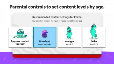 parental controls to set content levels by age