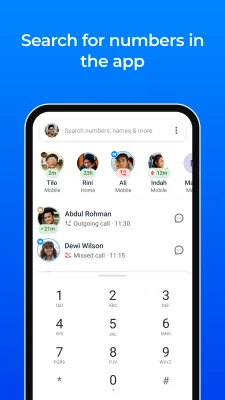 search for numbers in the app